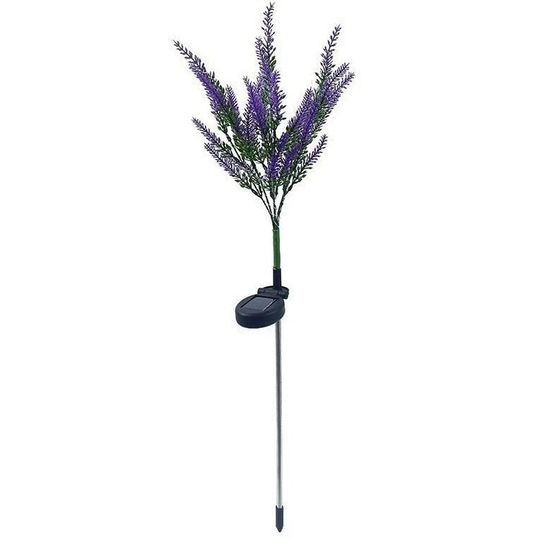 Garden Stake Lights Solar-Powered Lavender Blossoms Dusk-To-Dawn
