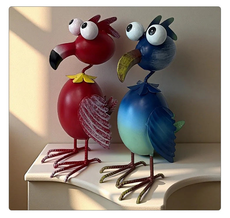 Garden Statue Iron Flamingo Outdoor Décor