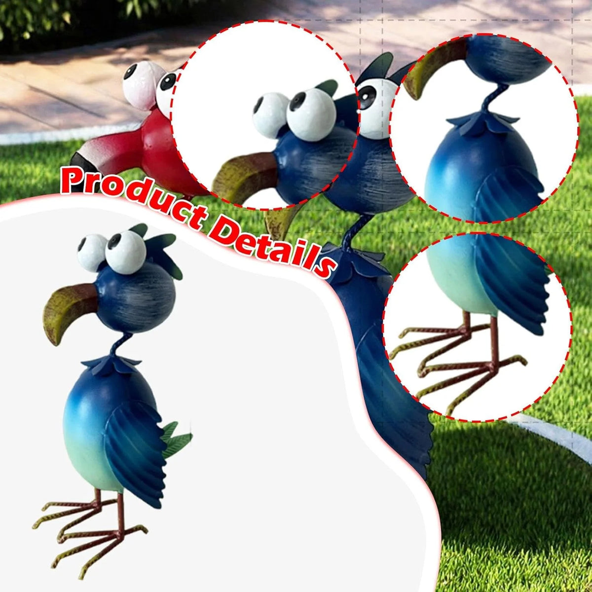 Garden Statue Iron Flamingo Outdoor Décor