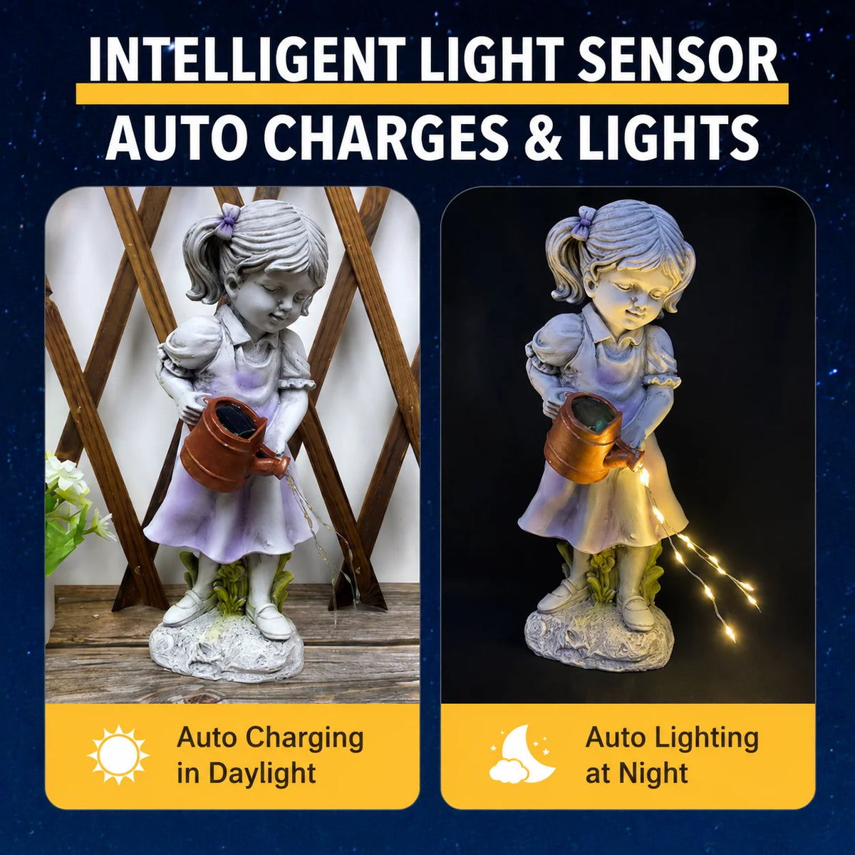Garden Statue Solar LED Automatic Dusk Lighting