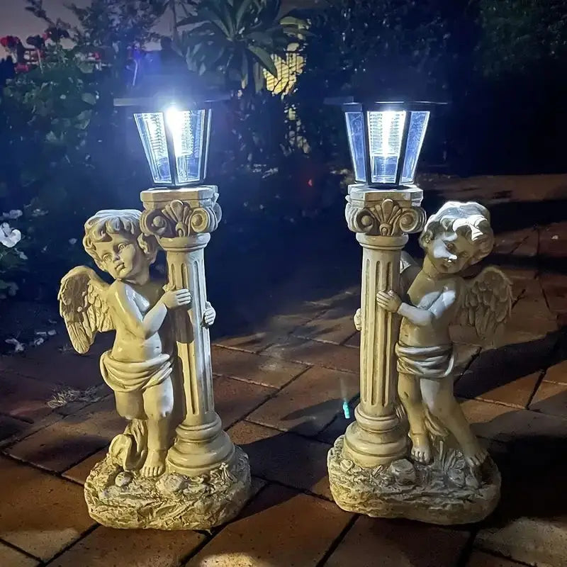 Garden Statue Solar-Powered Lantern Resin Angel