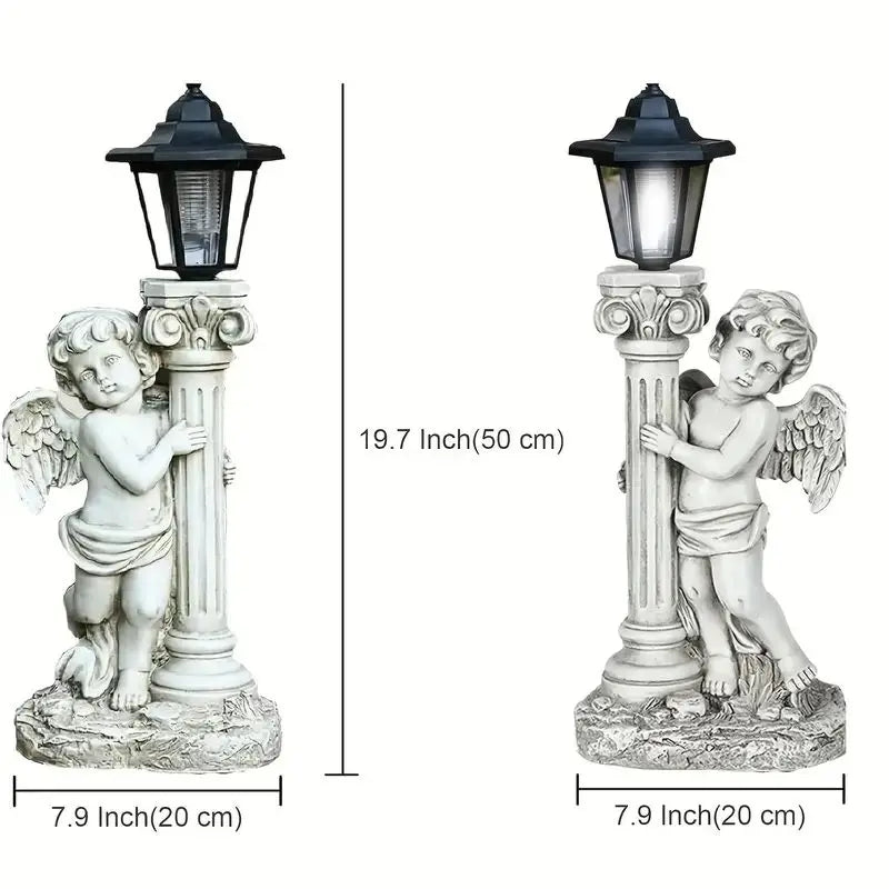 Garden Statue Solar-Powered Lantern Resin Angel