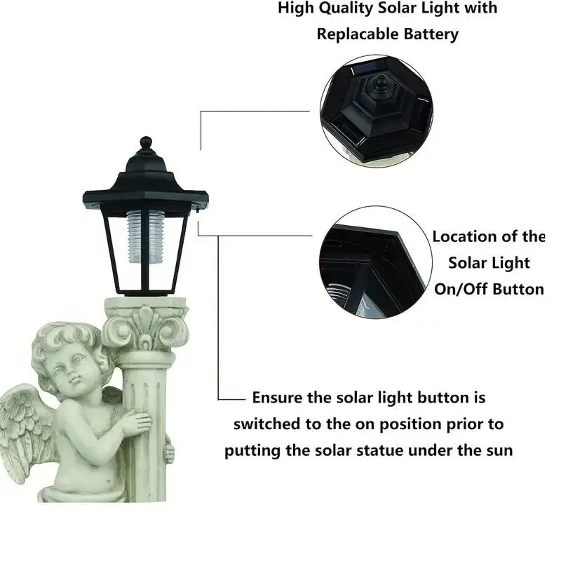 Garden Statue Solar-Powered Lantern Resin Angel