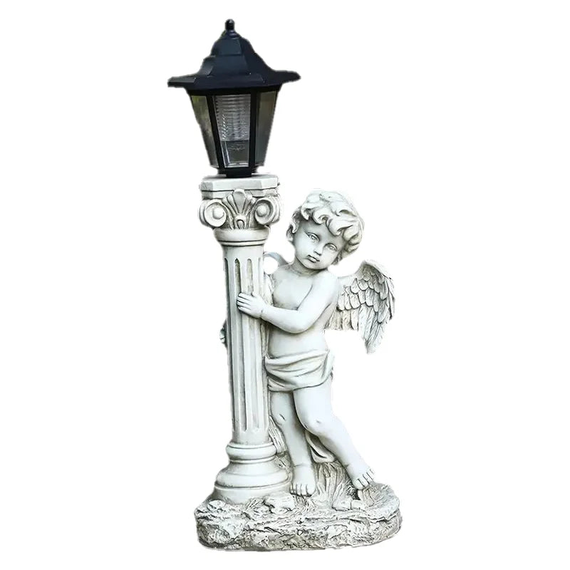 Garden Statue Solar-Powered Lantern Resin Angel