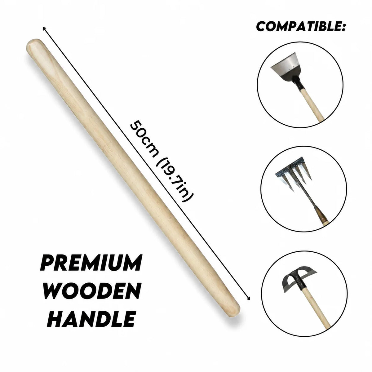 Garden Tool Handle Solid Wood Comfortable Grip