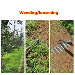 Garden Weed Rake V-Shaped Stainless Steel Tines Rust-Resistant