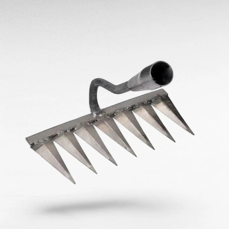Garden Weed Rake V-Shaped Stainless Steel Tines Rust-Resistant