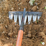 Garden Weed Rake V-Shaped Stainless Steel Tines Rust-Resistant