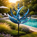 Garden Wind Vane Lotus Design Weather-Resistant Steel