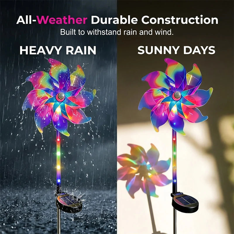 Garden Windmill Solar Powered Rainbow LED