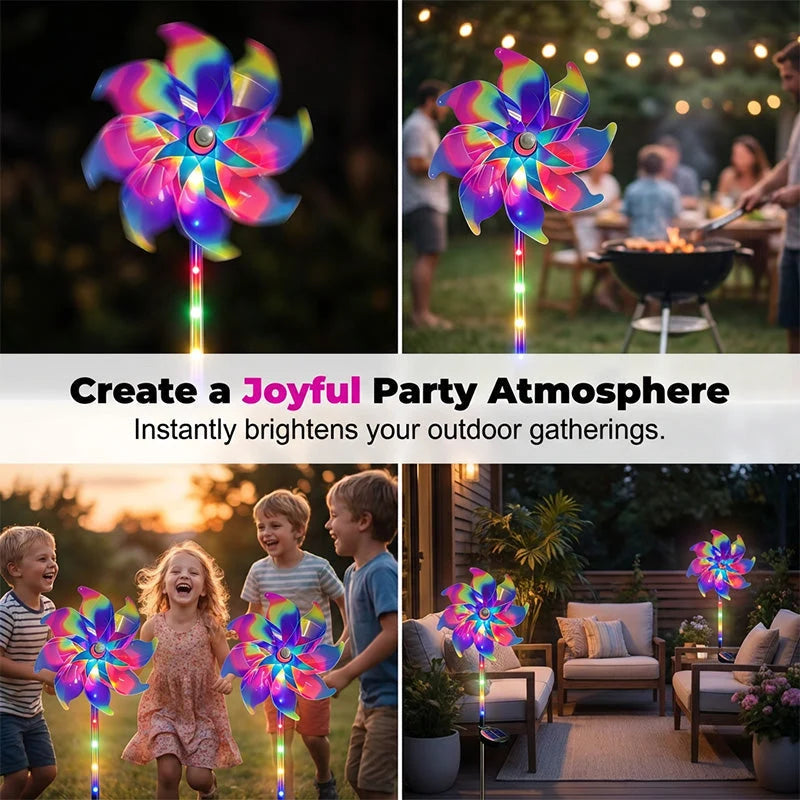 Garden Windmill Solar Powered Rainbow LED