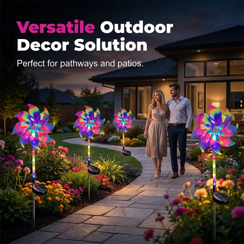 Garden Windmill Solar Powered Rainbow LED