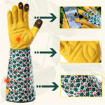 Gardening Gloves Thorn-Proof Cowhide Extended Gauntlet Touchscreen