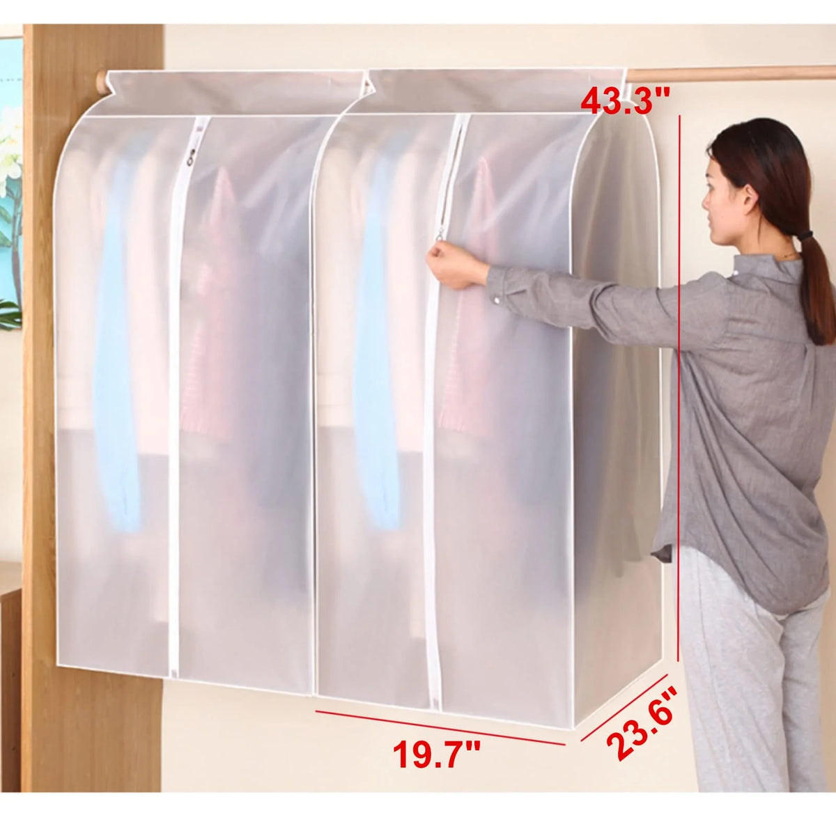 Garment Storage Bag Transparent Front Breathable Sides Dust Protection