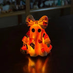 Ghost Figurine Resin Patchwork Design with Pumpkin Basket