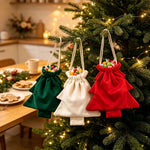 Gift Bag Christmas Tree Shape Durable Fabric & Drawstring