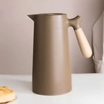 Glass Carafe Double-Walled Wooden Handle for Hot & Cold Drinks