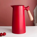 Glass Carafe Double-Walled Wooden Handle for Hot & Cold Drinks