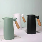 Glass Carafe Double-Walled Wooden Handle for Hot & Cold Drinks
