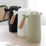 Glass Carafe Double-Walled Wooden Handle for Hot & Cold Drinks