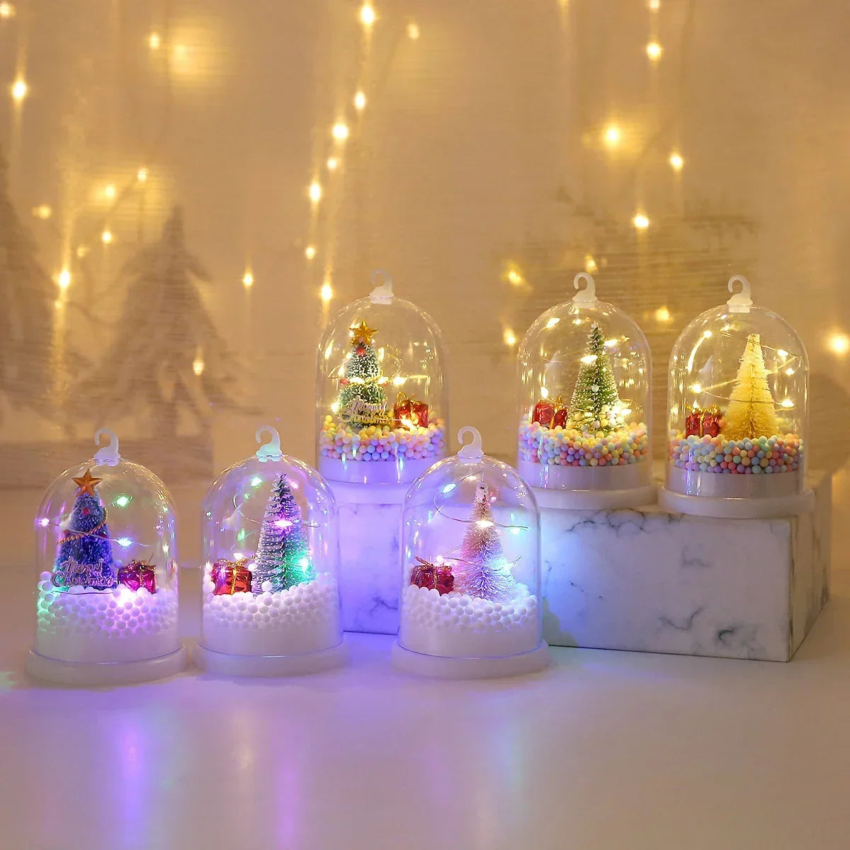 Glass Christmas Globe Warm LED Mini Tree