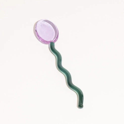 Glass Dessert Spoons Wavy Colorful Dishwasher-Safe