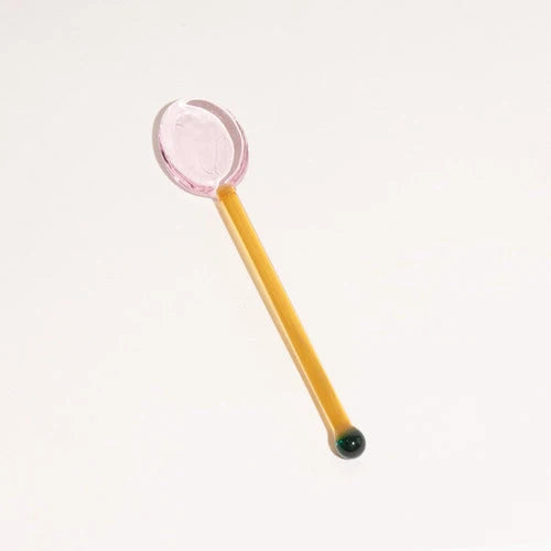 Glass Dessert Spoons Wavy Colorful Dishwasher-Safe