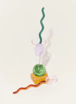 Glass Dessert Spoons Wavy Colorful Dishwasher-Safe