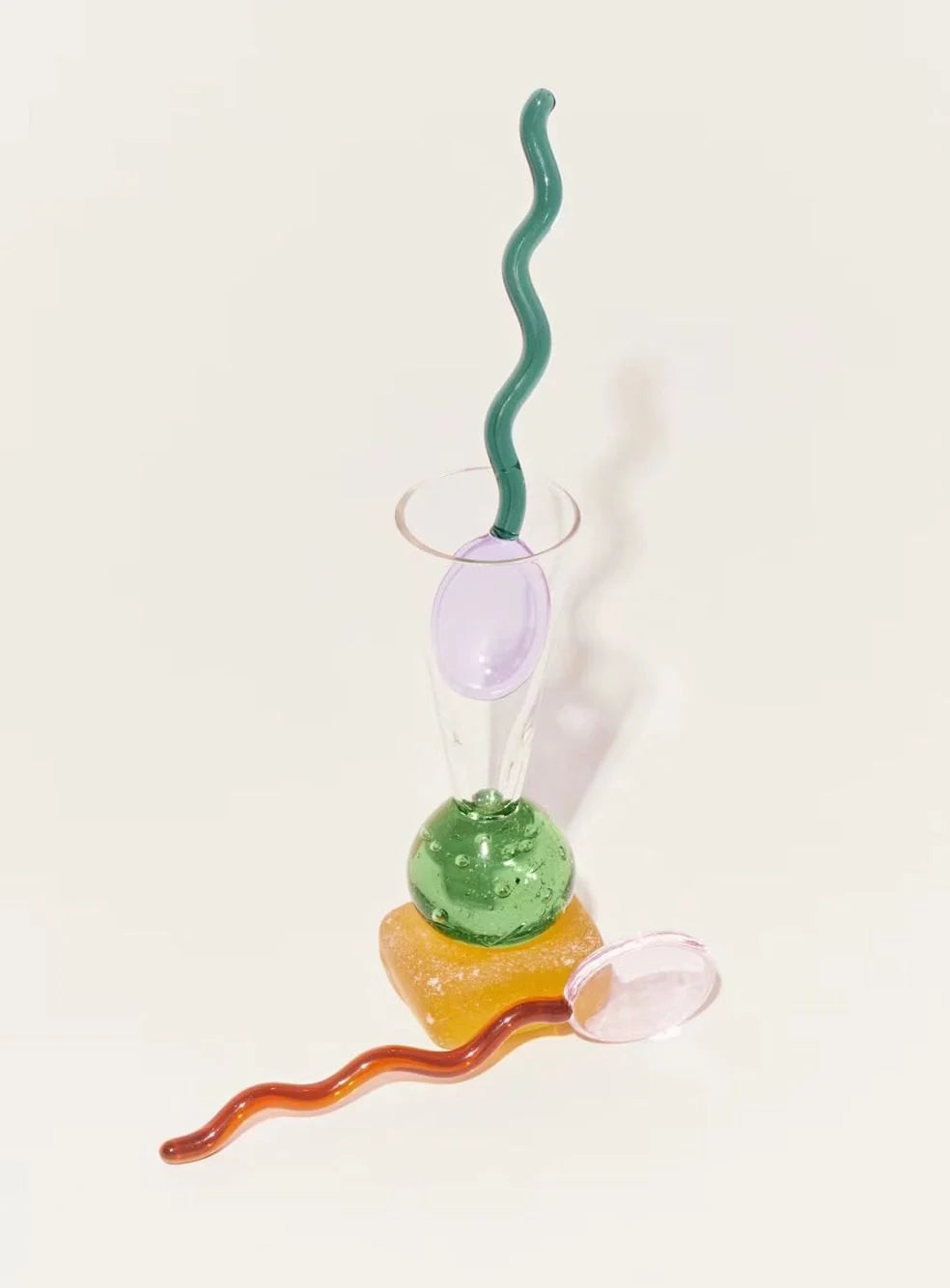 Glass Dessert Spoons Wavy Colorful Dishwasher-Safe