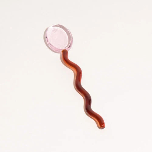 Glass Dessert Spoons Wavy Colorful Dishwasher-Safe