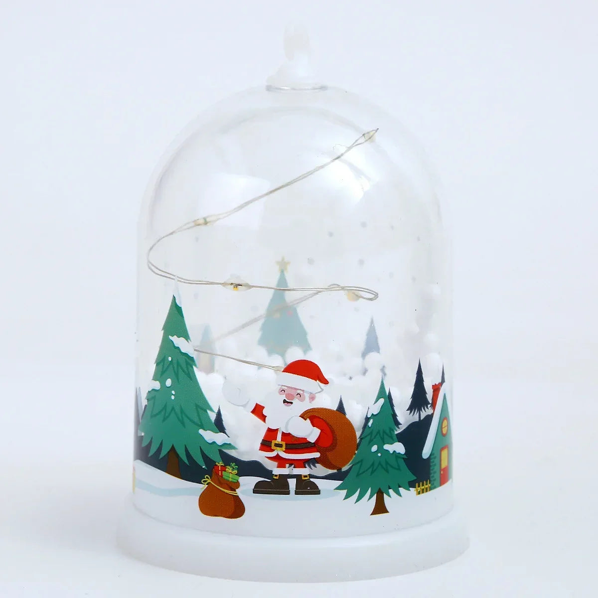 Glass Dome Decoration Warm White LED Santa Scene