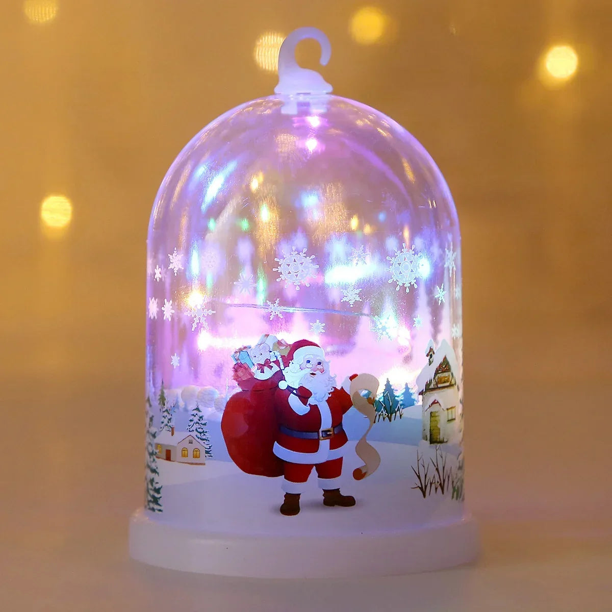 Glass Dome Decoration Warm White LED Santa Scene