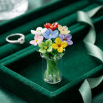 Glass Flower Bouquet Colored Glaze Vase Included