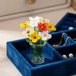 Glass Flower Bouquet Colored Glaze Vase Included