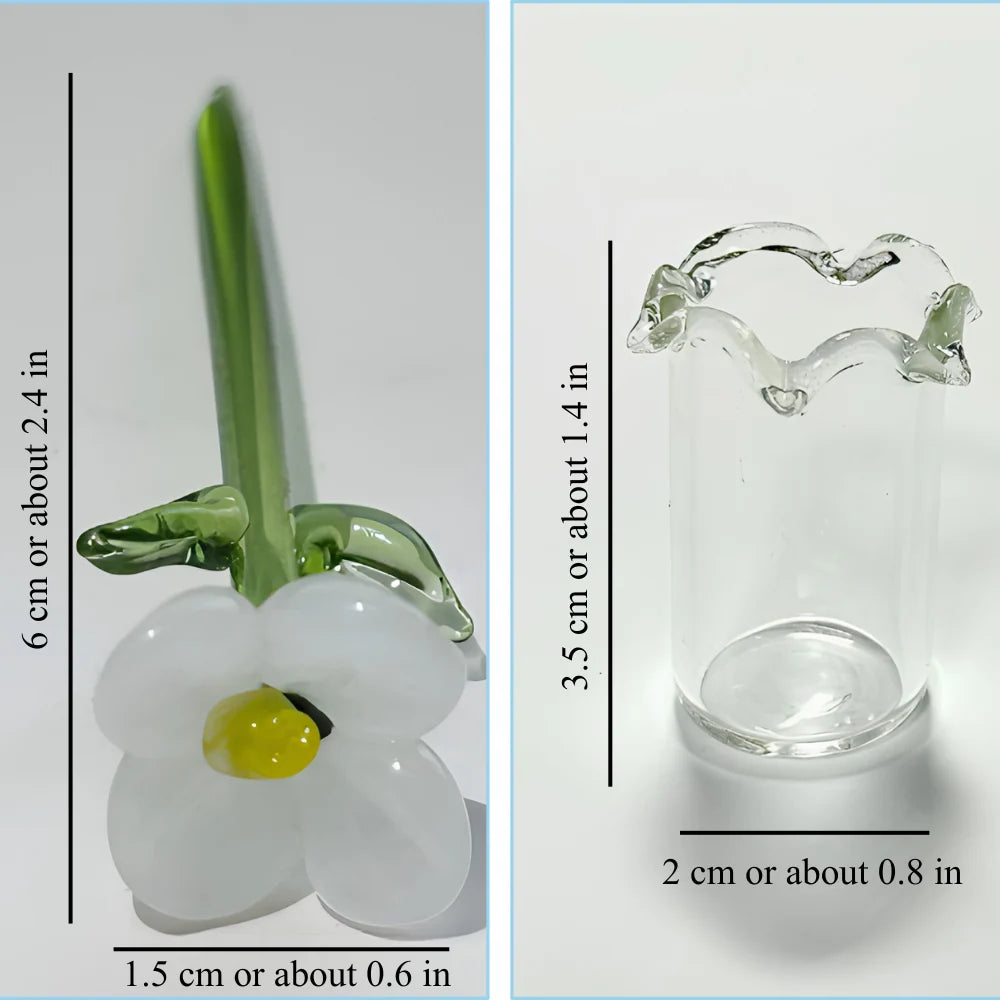 Glass Flower Bouquet Colored Glaze Vase Included