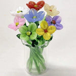 Glass Flower Bouquet Colored Glaze Vase Included