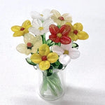 Glass Flower Bouquet Colored Glaze Vase Included