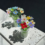 Glass Flower Bouquet Colored Glaze Vase Included