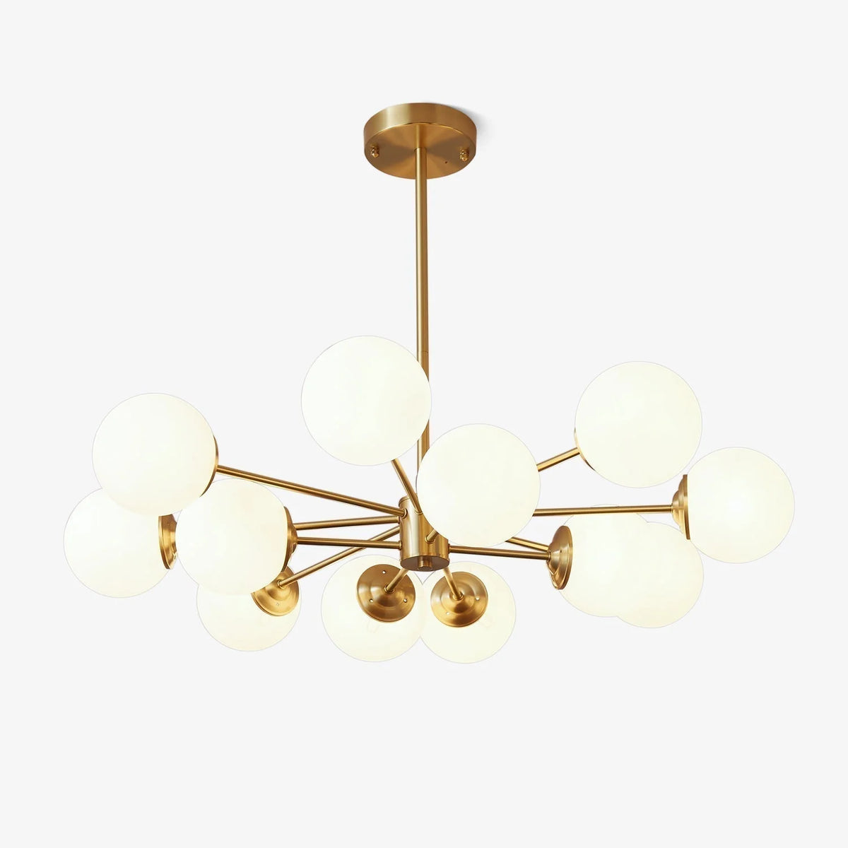 Glass Globe Chandelier Brass Finish Adjustable Suspension