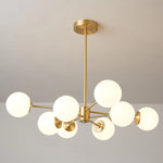 Glass Globe Chandelier Brass Finish Adjustable Suspension