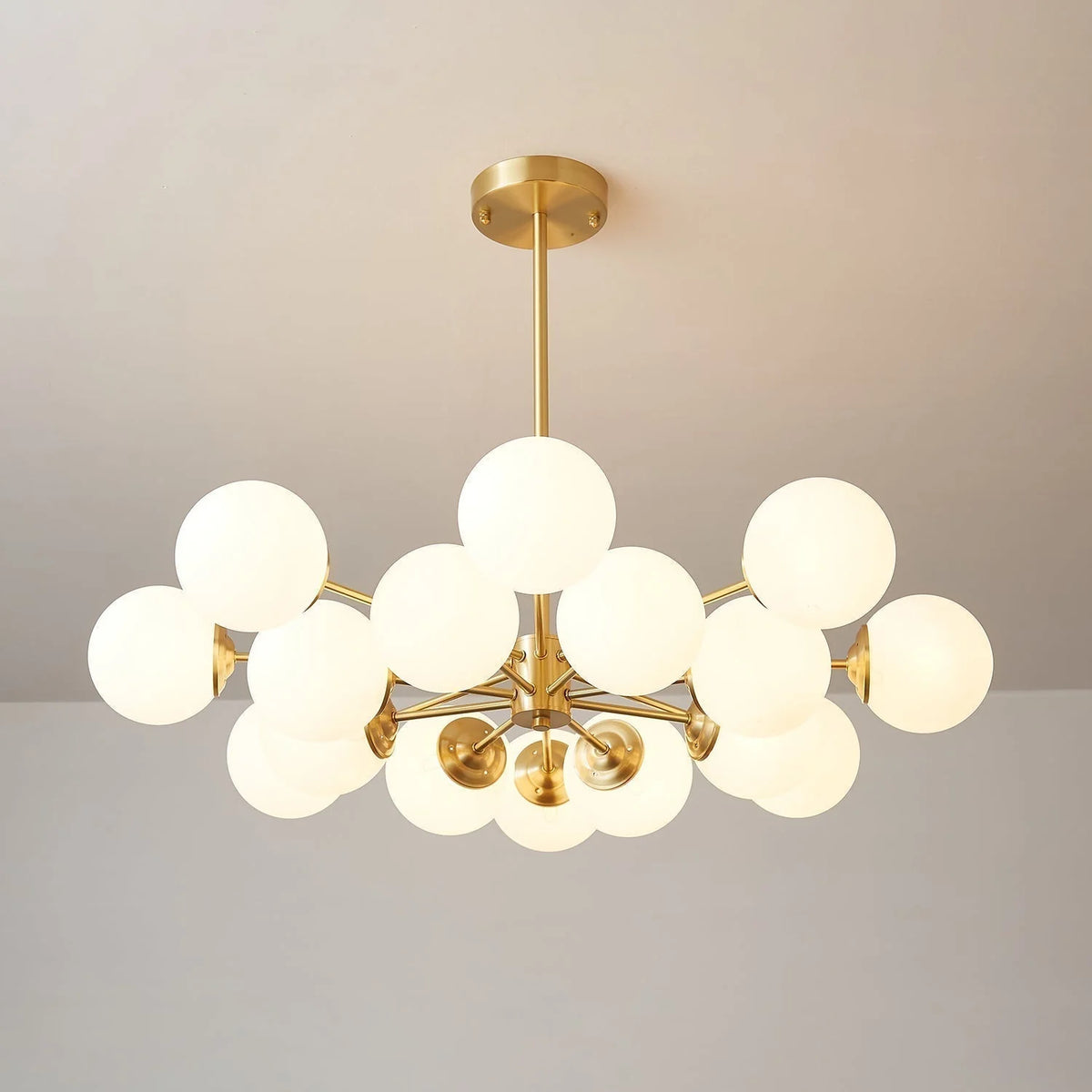 Glass Globe Chandelier Brass Finish Adjustable Suspension