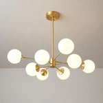 Glass Globe Chandelier Brass Finish Adjustable Suspension
