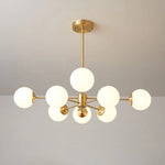 Glass Globe Chandelier Brass Finish Adjustable Suspension
