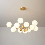 Glass Globe Chandelier Brass Finish Adjustable Suspension