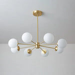 Glass Globe Chandelier Brass Finish Adjustable Suspension