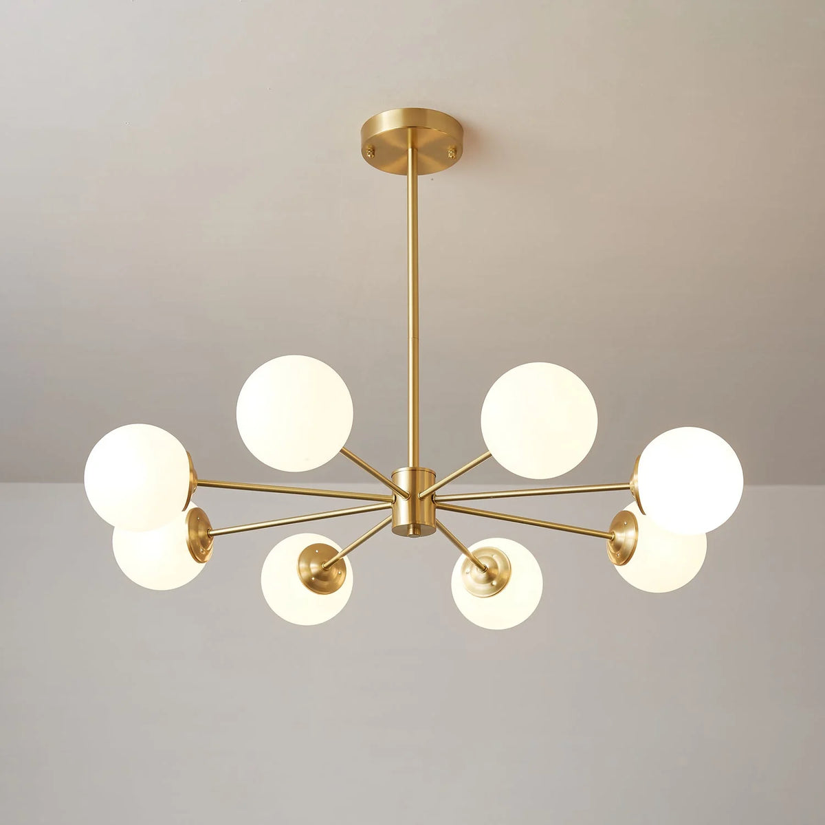 Glass Globe Chandelier Brass Finish Adjustable Suspension