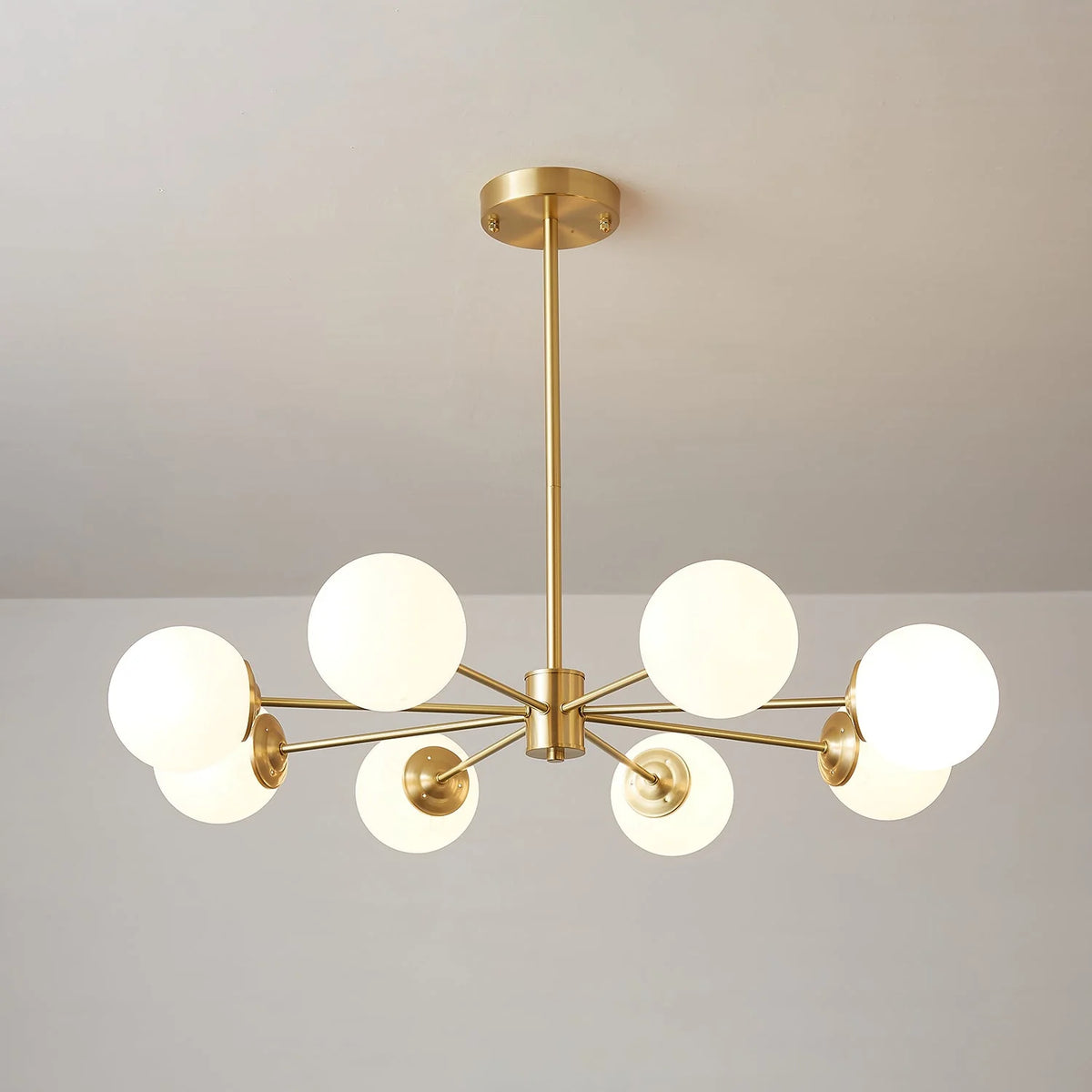 Glass Globe Chandelier Brass Finish Adjustable Suspension