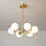 Glass Globe Chandelier Brass Finish Adjustable Suspension