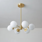 Glass Globe Chandelier Brass Finish Adjustable Suspension