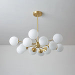 Glass Globe Chandelier Brass Finish Adjustable Suspension